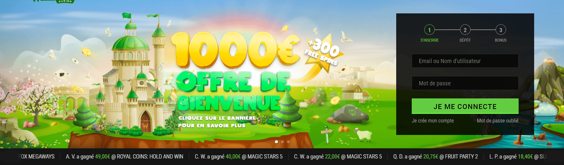 Winoui Casino, Gratification pour winoui casino bonus Appréciée jusqu'a 1000 + trois-cents FS